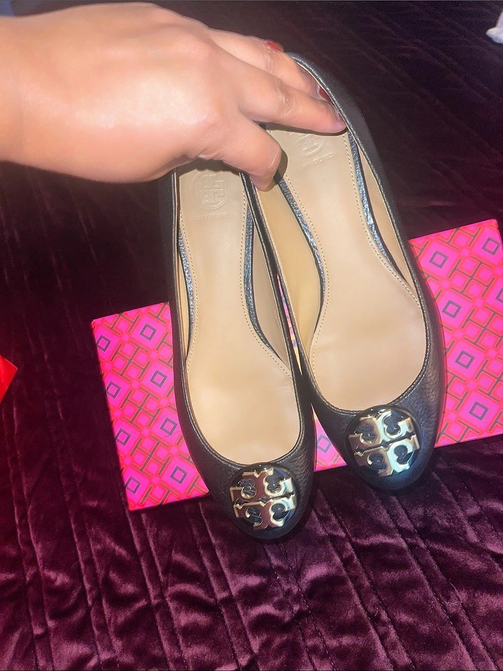 Tory Burch Minnie Travel Ballet Flat Black US 8